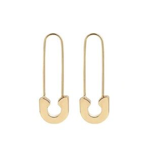 New Gold Safety-Pin Style Drop Earrings